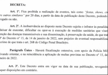 Prefeitura de Planura proíbe eventos até março para conter avanço da Covid-19 - Foto: 