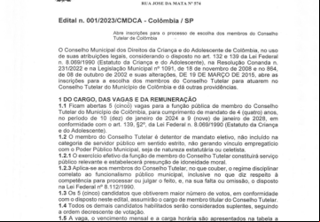 : CMDCA abre inscrições para eleição do Conselho Tutelar.