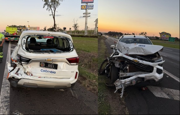 Veículo da Prefeitura de Colômbia se envolve em acidente na SP-310, em Araraquara